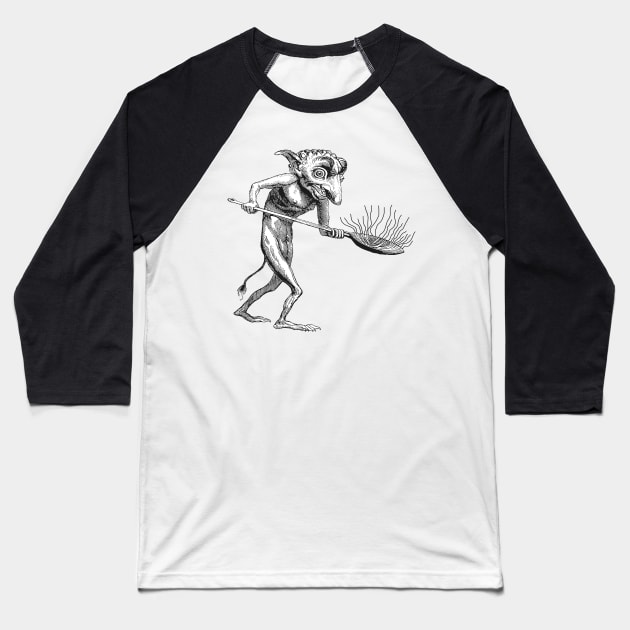 Demonic Personification Fire Fireworks And Fried Food Cut Out Baseball T-Shirt by taiche